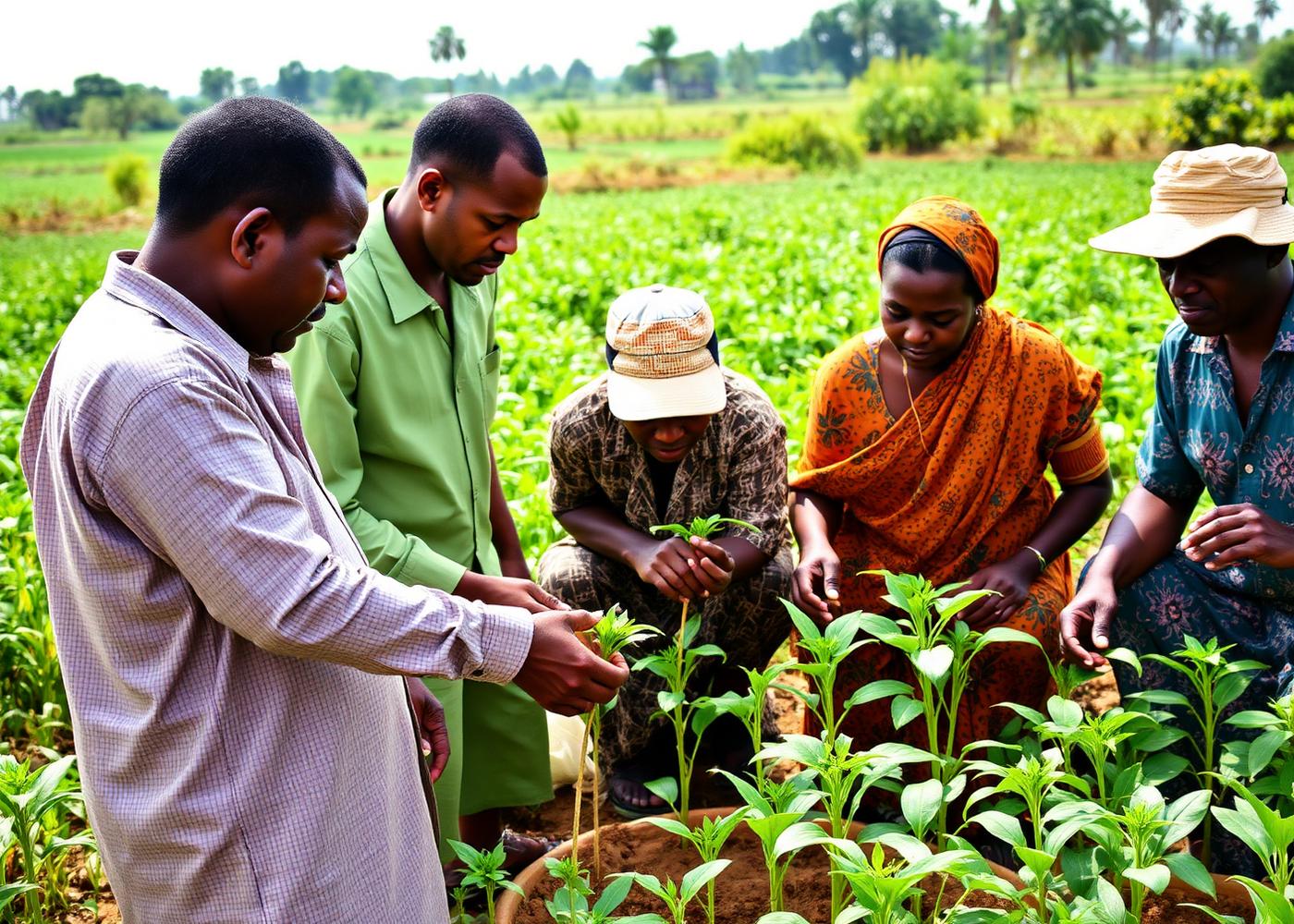 Nigerian farmers collaborating